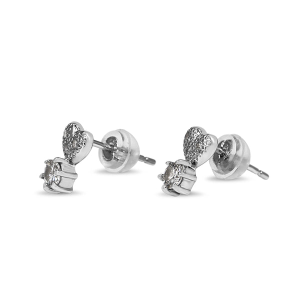Platinum Heart Drop Diamond Stud Earrings - Reserved for MW Layby