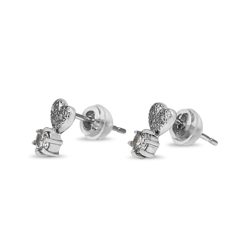 Platinum Heart Drop Diamond Stud Earrings - Reserved for MW Layby