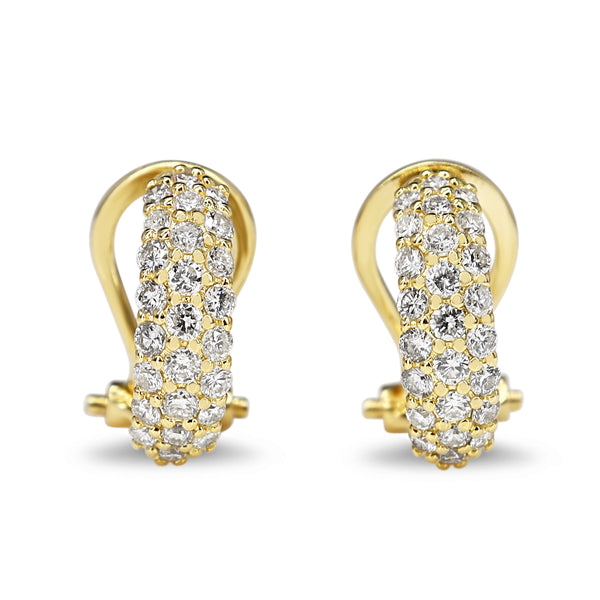 18ct Yellow Gold Pavè Diamond Hoop Earrings