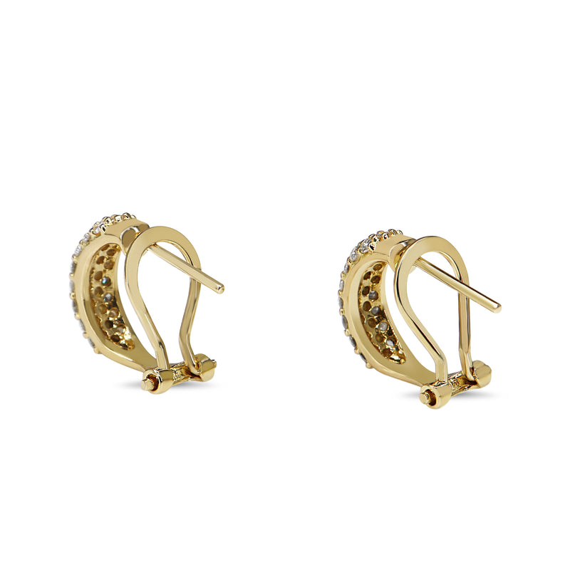 18ct Yellow Gold Pavè Diamond Hoop Earrings
