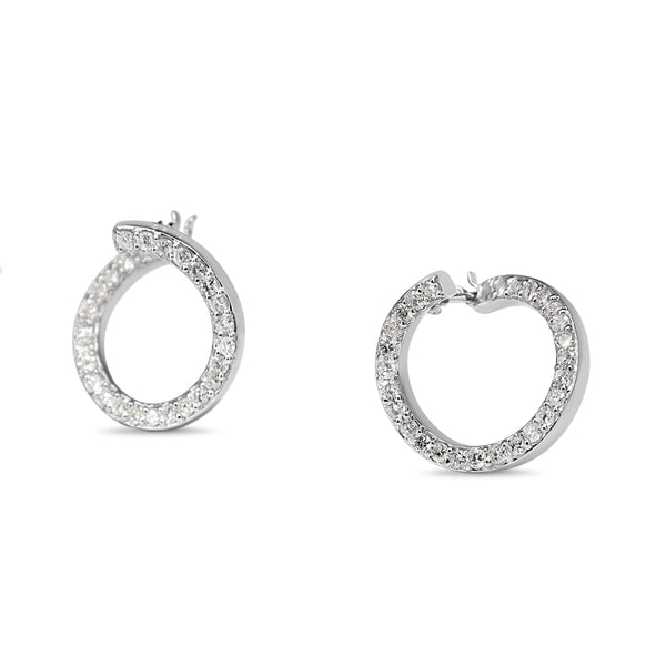 Platinum Diamond Twist Hoop Earrings