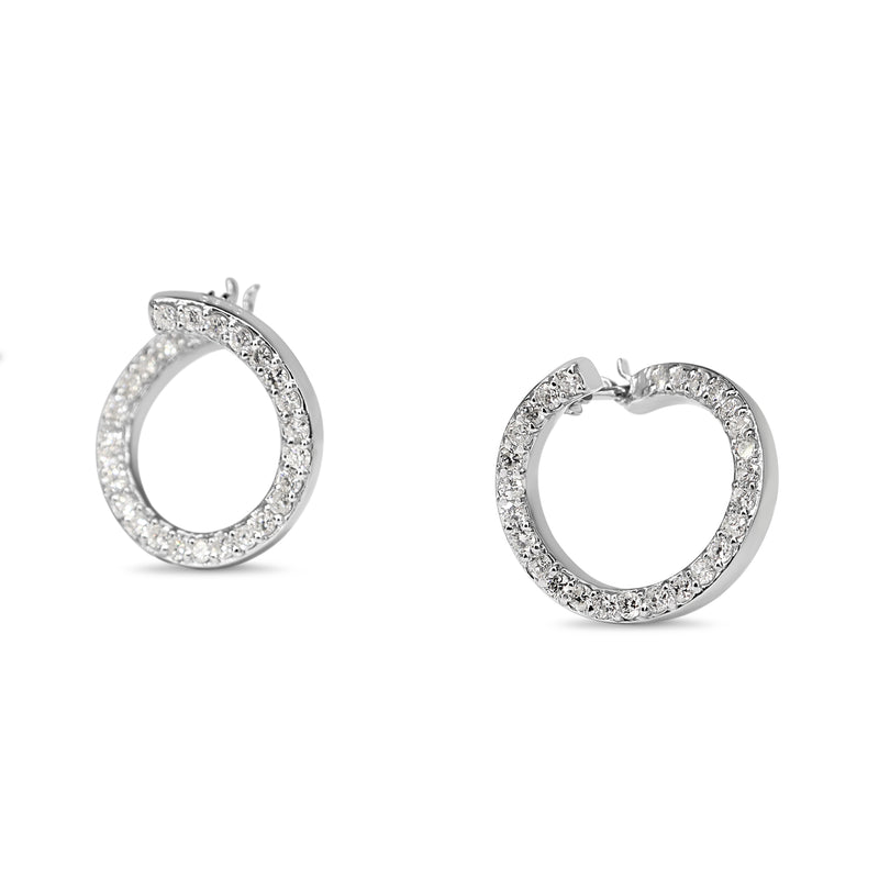Platinum Diamond Twist Hoop Earrings