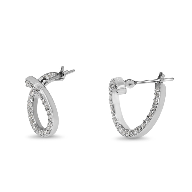 Platinum Diamond Twist Hoop Earrings