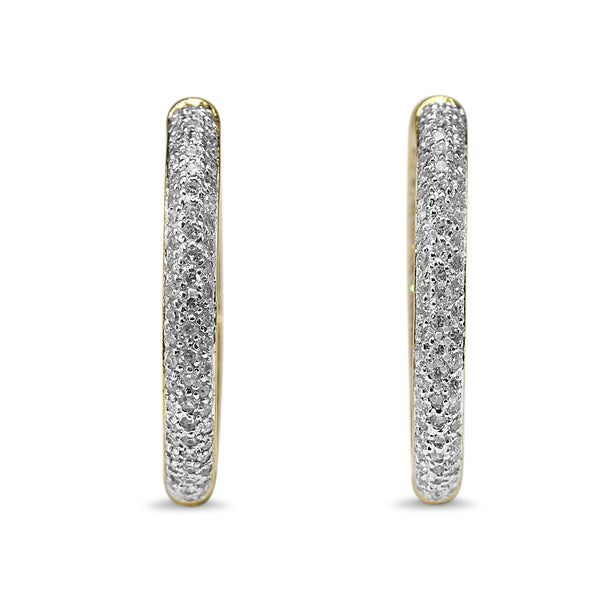 14ct Yellow and White Gold Diamond Pavè Hoop Earrings