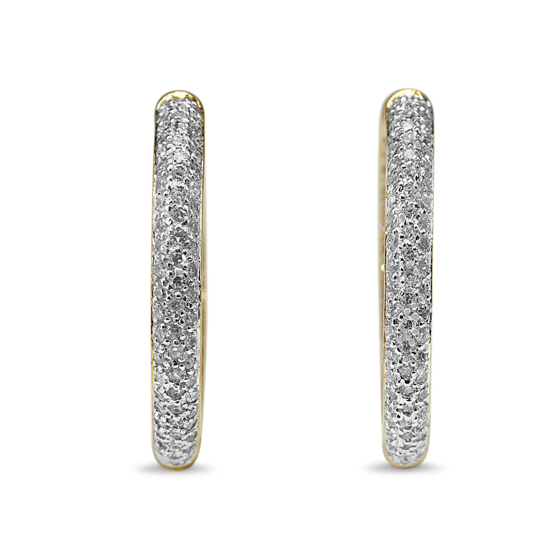 14ct Yellow and White Gold Diamond Pavè Hoop Earrings
