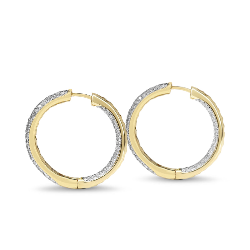 14ct Yellow and White Gold Diamond Pavè Hoop Earrings