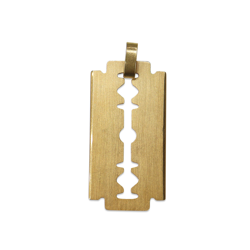 18ct Yellow Gold Decorative Razor Blade Pendant