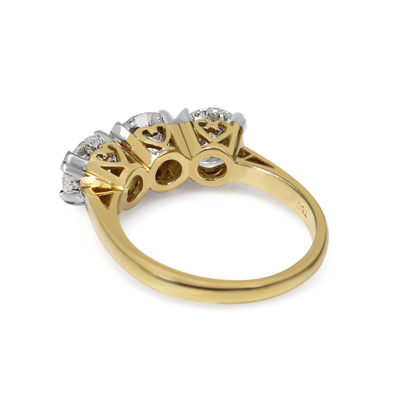 18ct Yellow and White Gold 3.00ct 3 Stone Diamond Ring