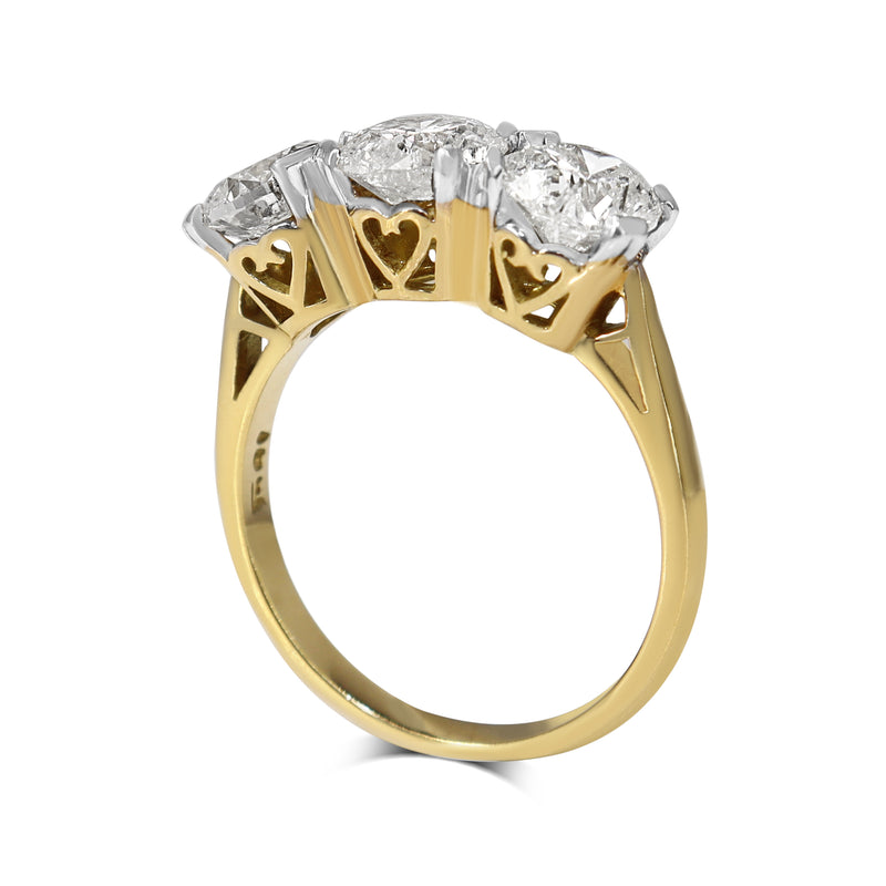 18ct Yellow and White Gold 3.00ct 3 Stone Diamond Ring