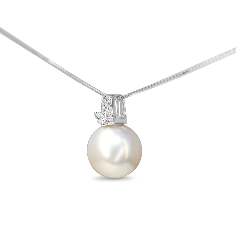 18ct White Gold 10.7mm South Sea Pearl and Diamond Necklace