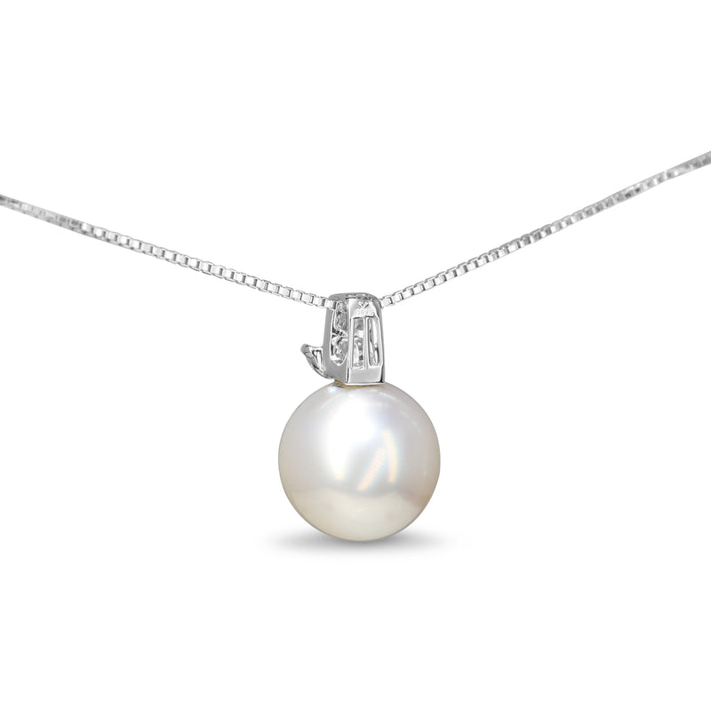18ct White Gold 10.7mm South Sea Pearl and Diamond Necklace