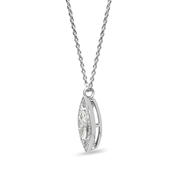 Platinum Marquise Diamond Halo Necklace
