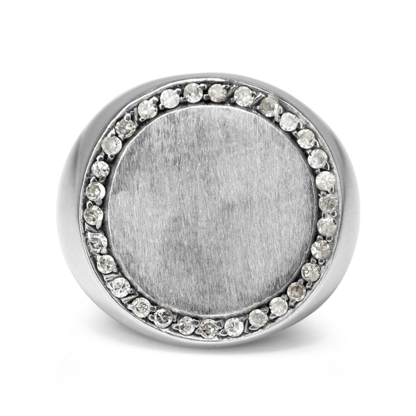 Palladium Single Cut Diamond Signet Ring