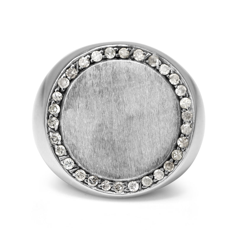 Palladium Single Cut Diamond Signet Ring