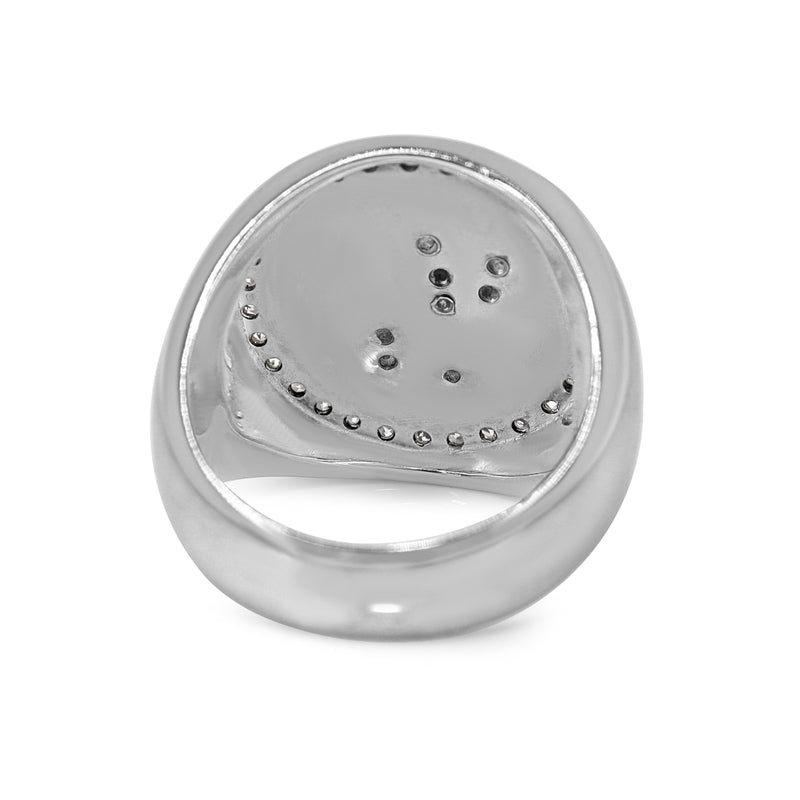 Palladium Single Cut Diamond Signet Ring