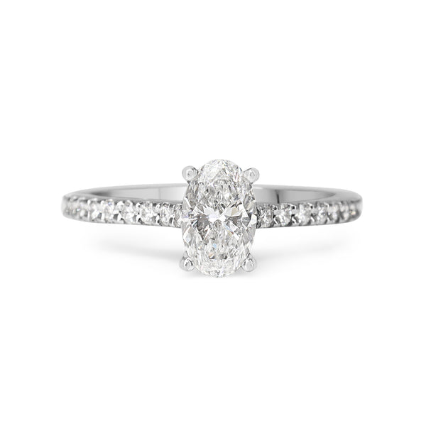 18ct White Gold Oval Solitaire Diamond Ring