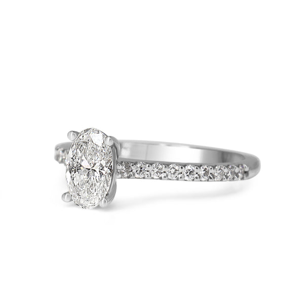 18ct White Gold Oval Solitaire Diamond Ring