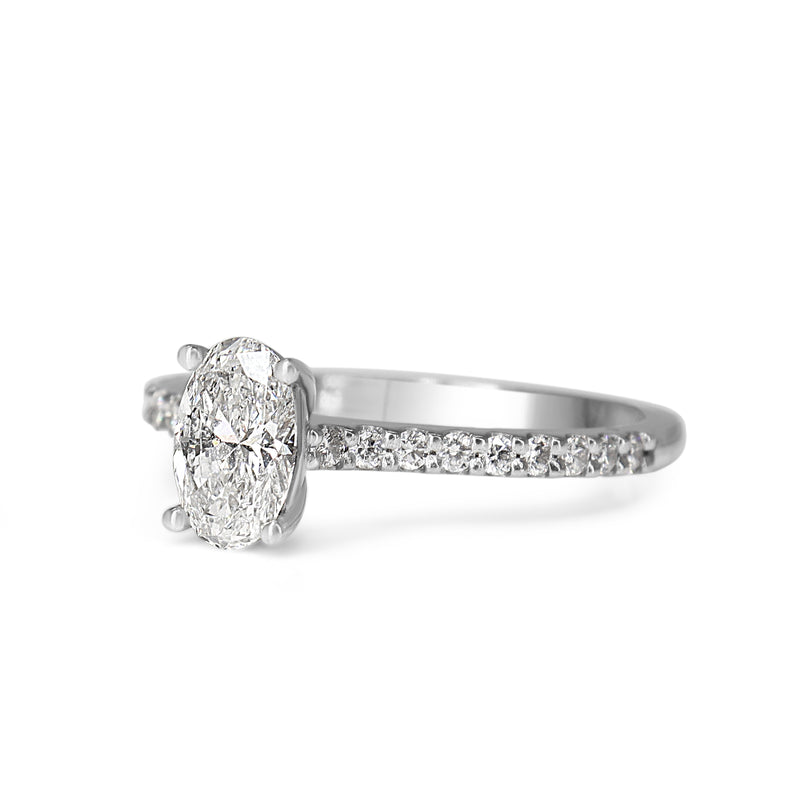 18ct White Gold Oval Solitaire Diamond Ring