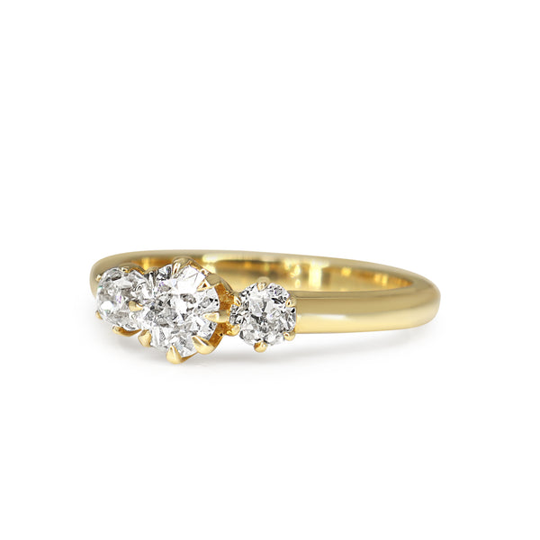 18ct Yellow Gold Old Cut Diamond 3 Stone Ring