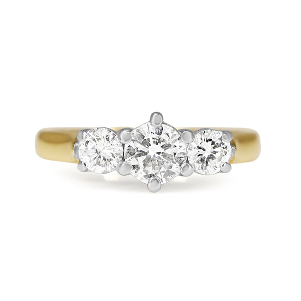 18ct Yellow and White Gold 3 Stone Diamond Ring