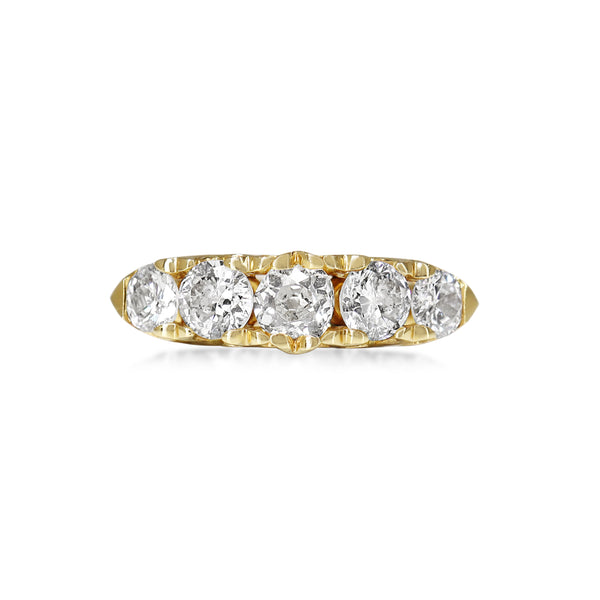 18ct Yellow Gold 5 Stone Victorian Style Old Cut Diamond Ring
