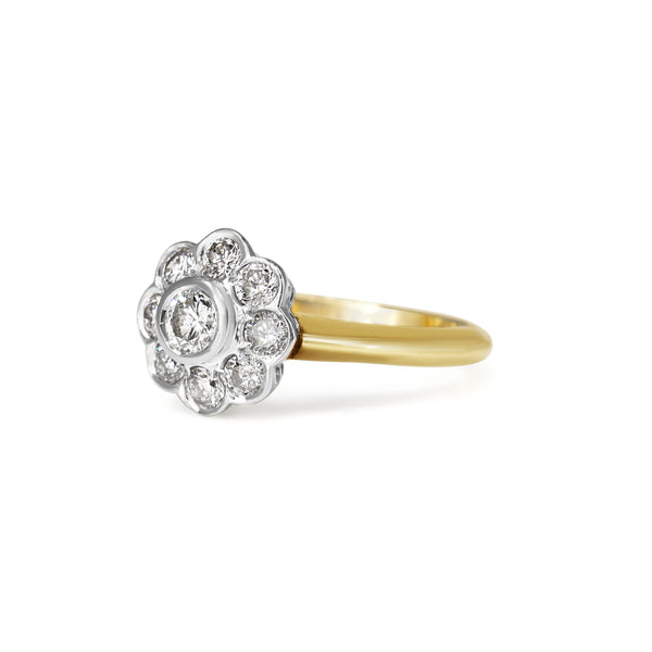 18ct Yellow and White Gold Diamond Daisy Ring