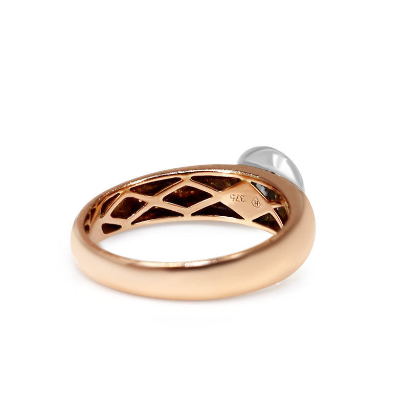 9ct Rose and White Gold Bezel Diamond Solitaire Ring