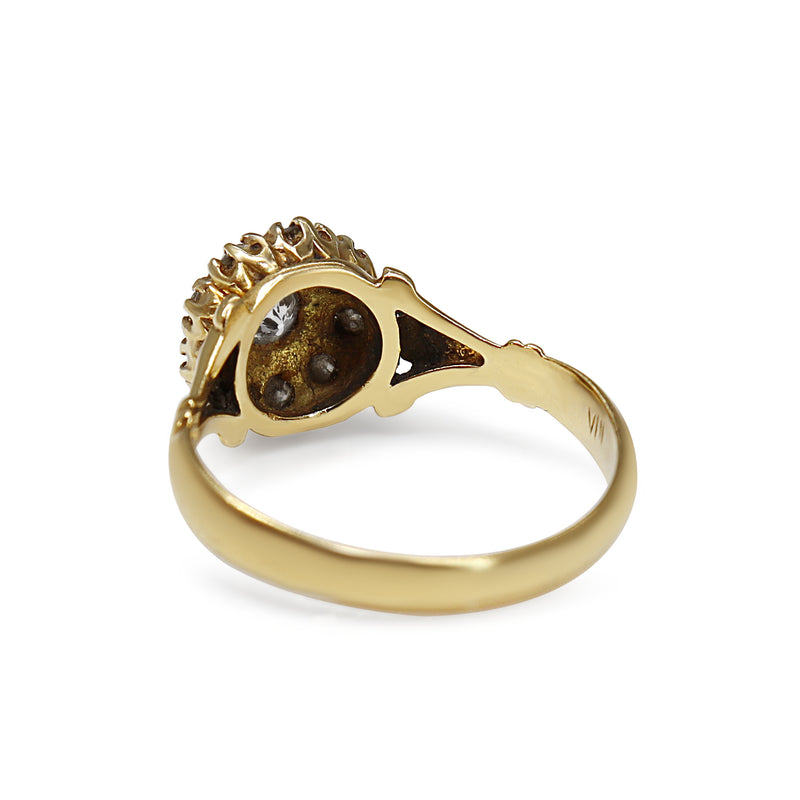 18ct Yellow Gold Antique Old Cut Diamond Cluster Ring