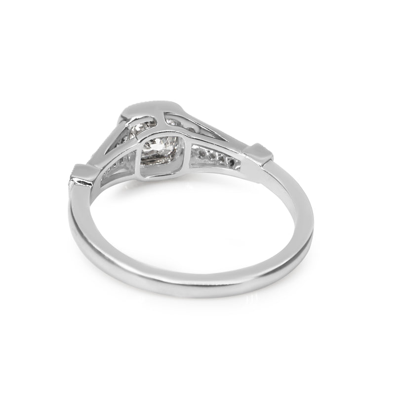 18ct White Gold Vintage Style Cushion Diamond Ring