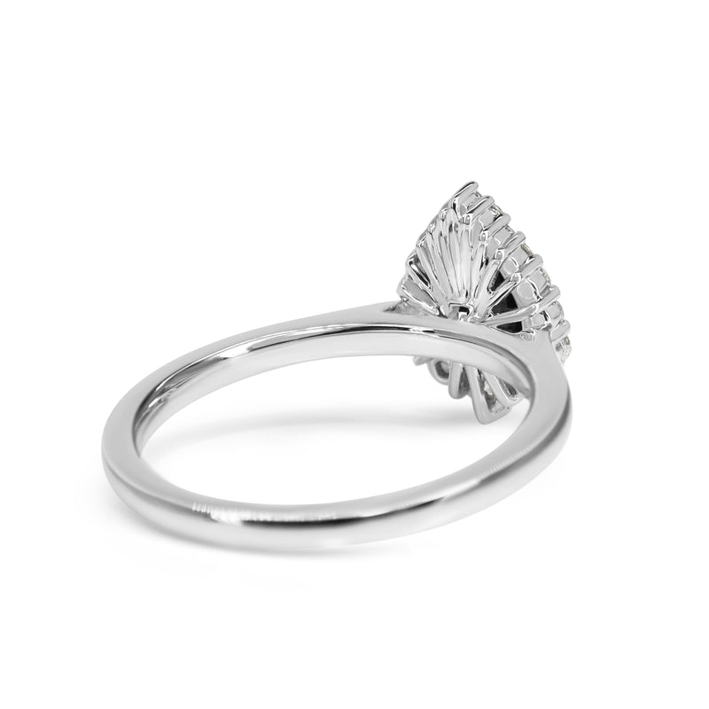 18ct White Gold Pear Sapphire Halo Ring