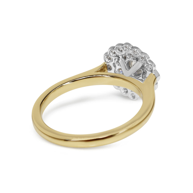 18ct Yellow and White Gold Brilliant and Single Cut Diamond Cluster Daisy Ring
