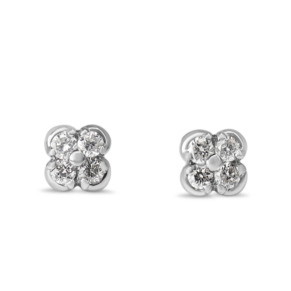 Platinum Diamond Clover Style Diamond Stud Earrings