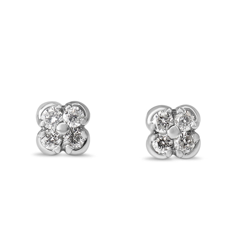 Platinum Diamond Clover Style Diamond Stud Earrings