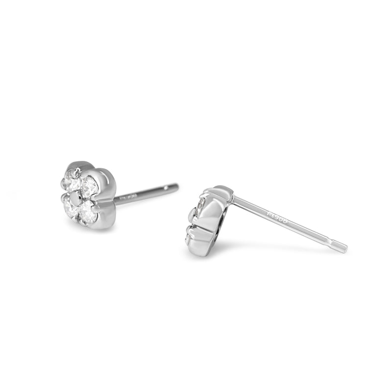 Platinum Diamond Clover Style Diamond Stud Earrings