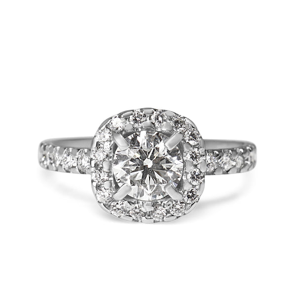 18ct White Gold Diamond Halo Ring