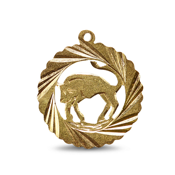 18ct Yellow Gold Taurus the Bull Zodiac Star Sign Pendant