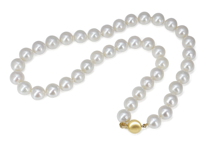 10mm - 11mm South Sea Pearl Strand Necklace on 9ct Yellow Gold Clasp