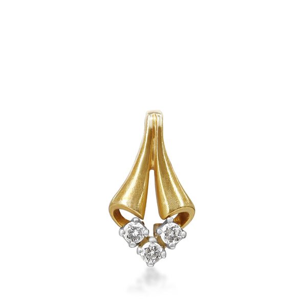 18ct Yellow Gold Vintage 3 Diamond Drop Pendant