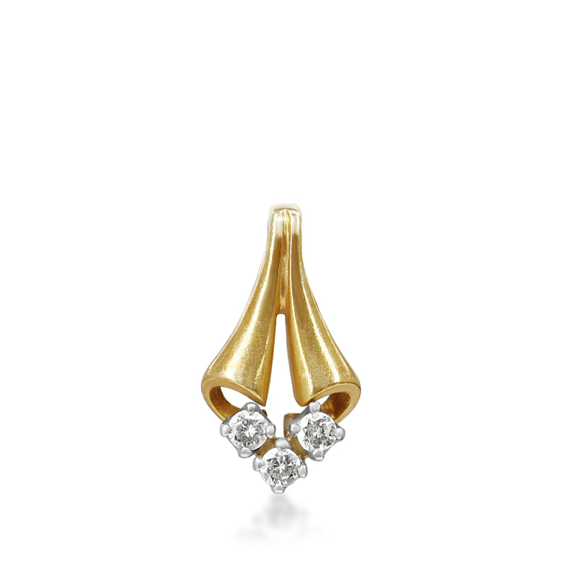 18ct Yellow Gold Vintage 3 Diamond Drop Pendant