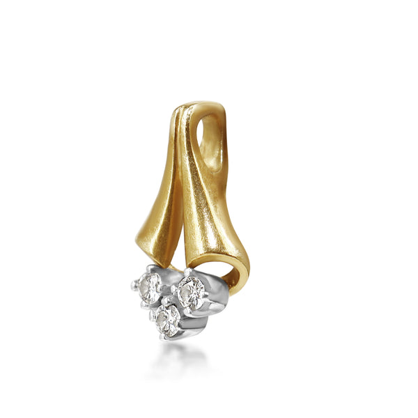 18ct Yellow Gold Vintage 3 Diamond Drop Pendant