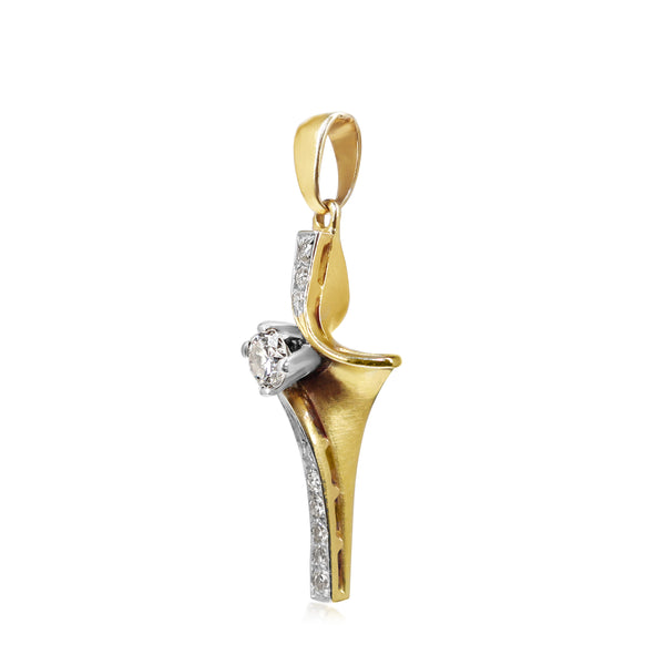 18ct Yellow and White Gold Twist Cross Pendant