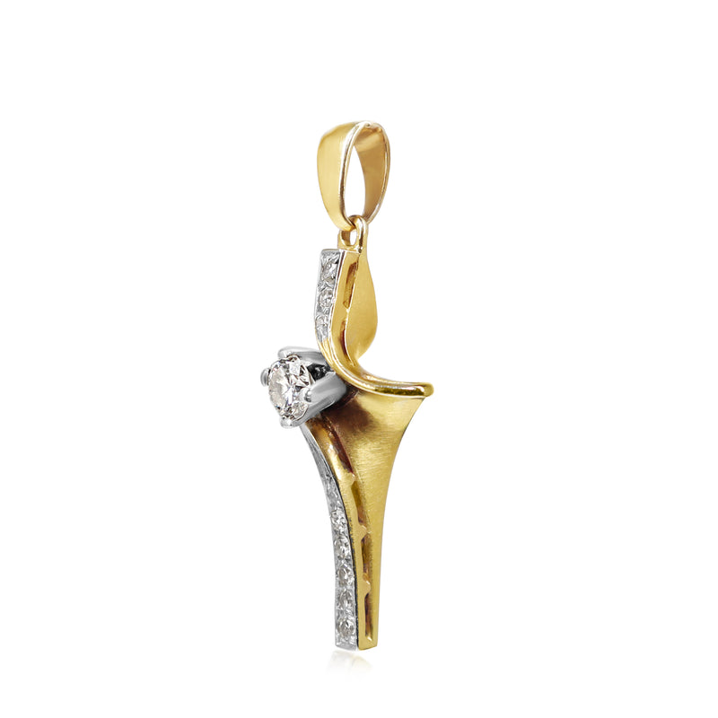 18ct Yellow and White Gold Twist Cross Pendant