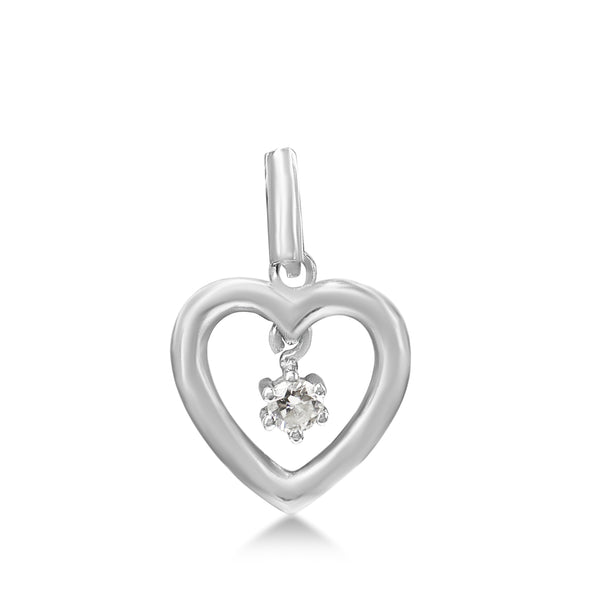 18ct White Gold Diamond Heart Pendant