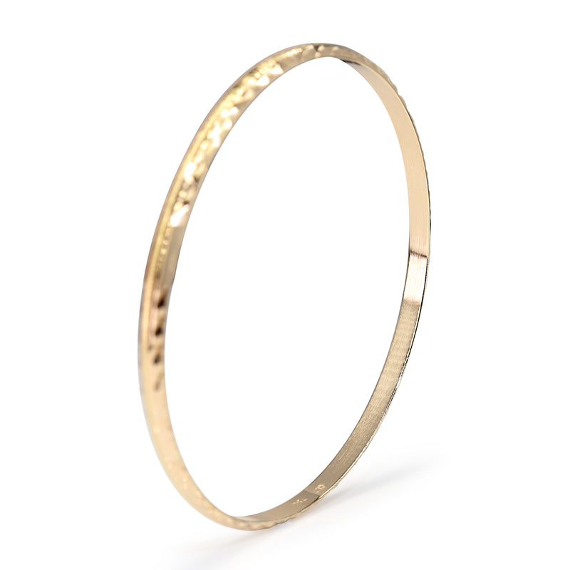 18ct Yellow Gold Etched Bangle