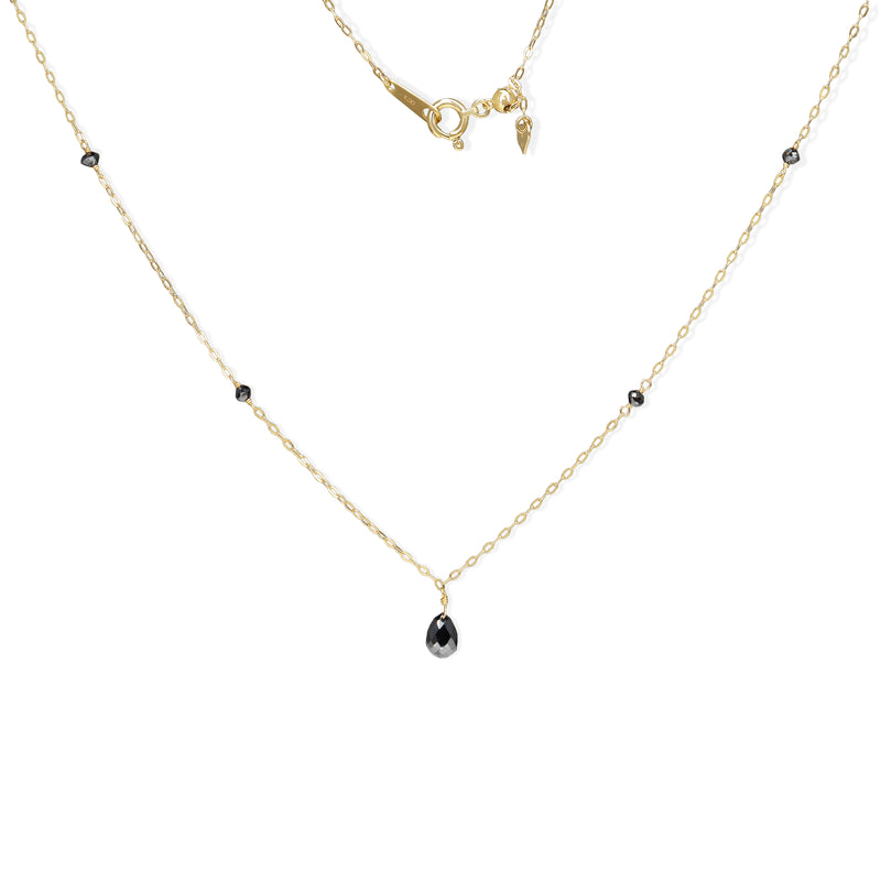 18ct Yellow Gold Black Diamond Necklace