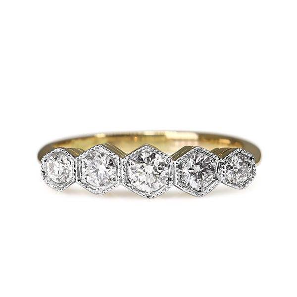 18ct Yellow and White Gold Antique 5 Stone Diamond Ring