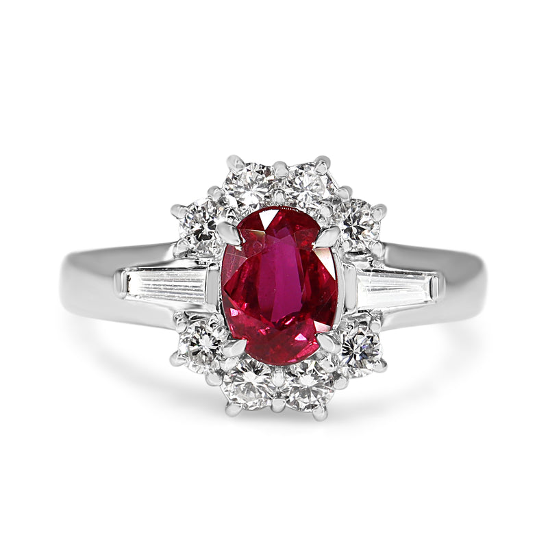 Platinum Ruby and Diamond Cluster Ring