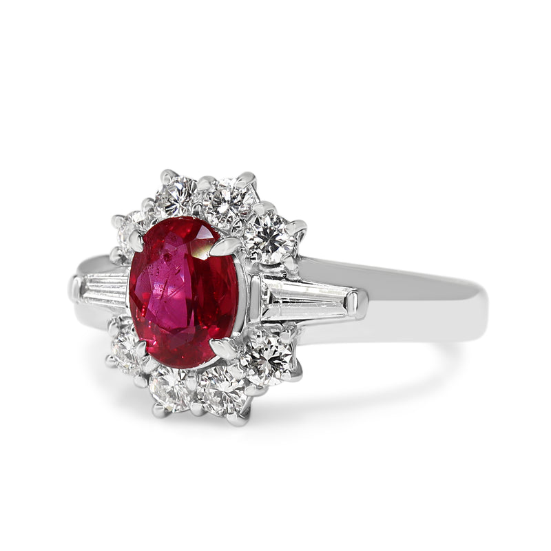 Platinum Ruby and Diamond Cluster Ring