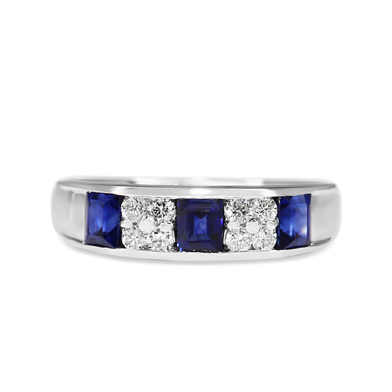 Platinum Sapphire and Diamond Band Ring
