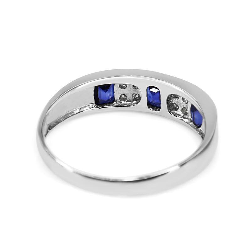 Platinum Sapphire and Diamond Band Ring